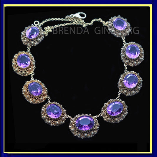 Antique Georgian Necklace Gold Amethyst Cannetille Filigree Granulation (6949)