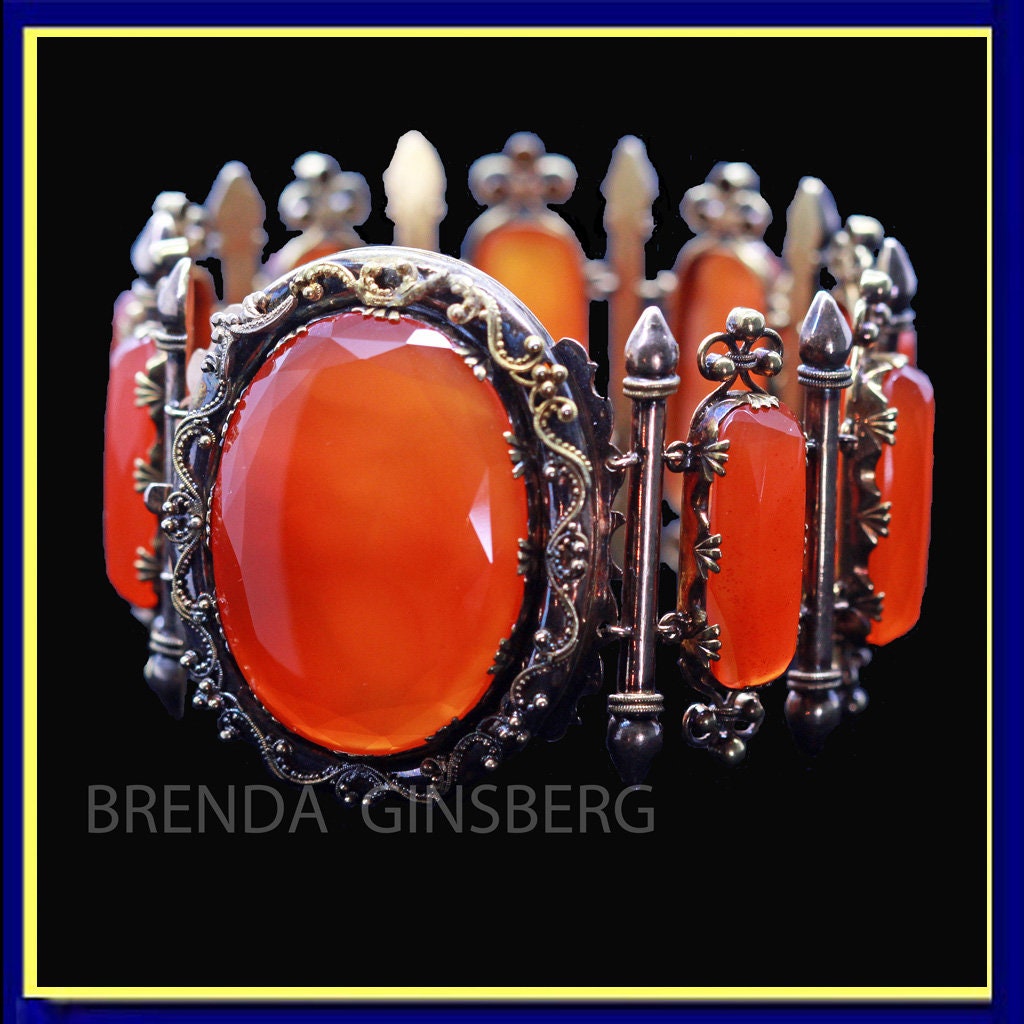 Antique Georgian Bracelet Bangle 18k Gold Carnelian French Charles X (6950)