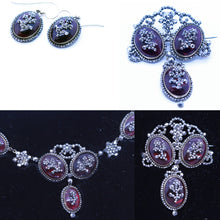 Antique Georgian Jewelry Set Cut Steel Paste Gold Necklace Earrings Brooch (6953)