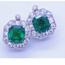 Antique Earrings Earclips Gold Platinum Emeralds Diamonds w Appraisal (6947)