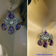 Georgian Earrings Brooch Pendant Set Amethyst Rock Crystal Silver Gold (6954)