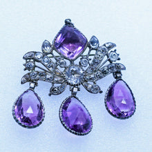 Georgian Earrings Brooch Pendant Set Amethyst Rock Crystal Silver Gold (6954)