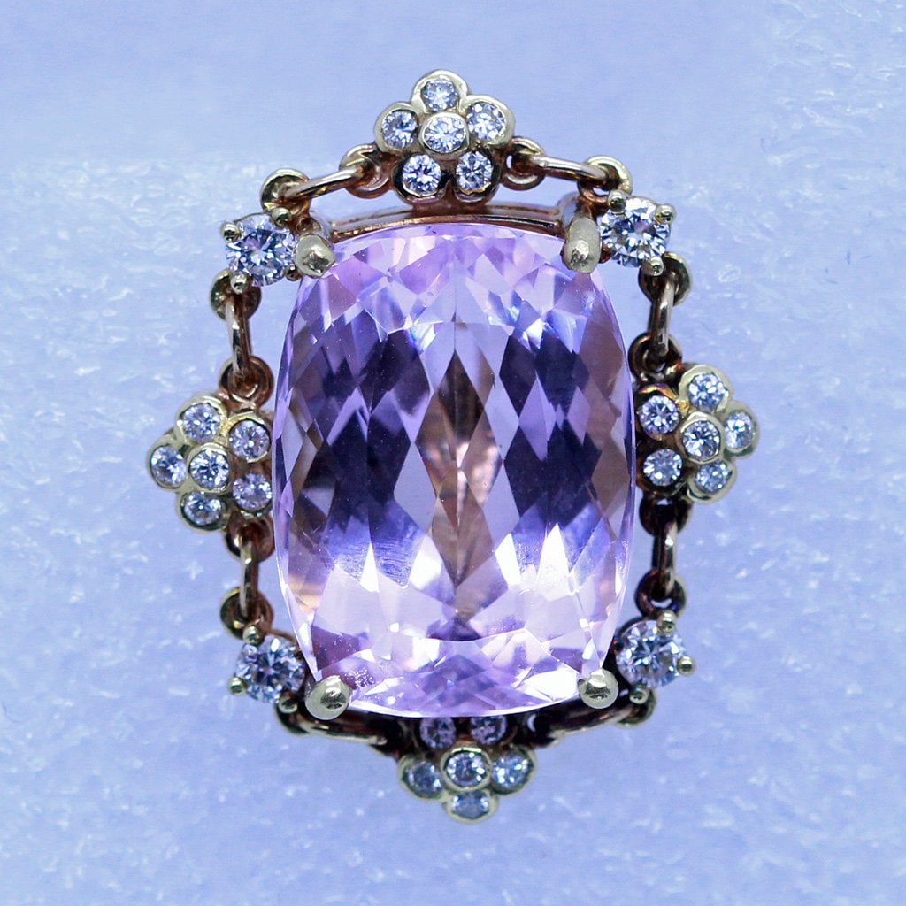 Vintage Earrings Ear Clips 18k Gold Diamonds Pink Kunzite C1960 Appraisal (6956)