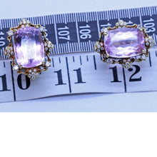 Vintage Earrings Ear Clips 18k Gold Diamonds Pink Kunzite C1960 Appraisal (6956)