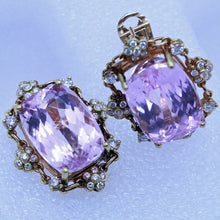 Vintage Earrings Ear Clips 18k Gold Diamonds Pink Kunzite C1960 Appraisal (6956)