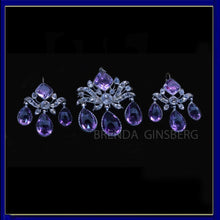 Georgian Earrings Brooch Pendant Set Amethyst Rock Crystal Silver Gold (6954)