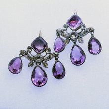 Georgian Earrings Brooch Pendant Set Amethyst Rock Crystal Silver Gold (6954)