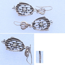 Antique Late Victorian Earrings 14k Gold Diamonds Black Enamel Mourning (6957)