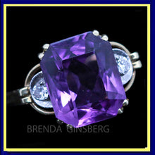 Antique Art Deco Ring 14k Gold Platinum Amethyst Diamonds w Appraisal (6965)