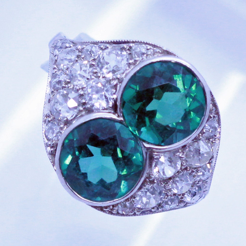 Antique Edwardian Ring Platinum Diamonds Rare Natural Zircon w Appraisal (6961)