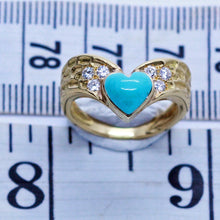 Vintage Van Cleef & Arpels VCA France Ring Gold Diamonds Turquoise Heart (6968)