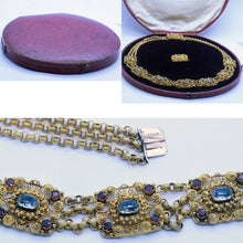 Antique Georgian cannetille necklace brooch set 22k gold aquamarine garnet (6959