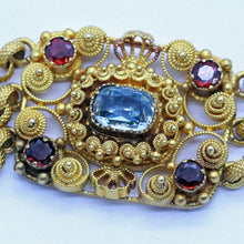 Antique Georgian cannetille necklace brooch set 22k gold aquamarine garnet (6959
