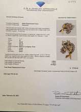 Vintage Retro Brooch Clip 18k Gold Diamonds Rubies Appraisal Flowers Unisex(6973)