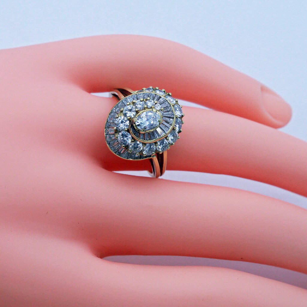 Vintage Art Deco Ring 18k Gold Diamonds Baguette and Round Cut w Appraisal (6964