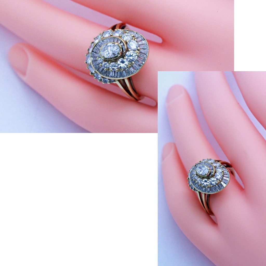 Vintage Art Deco Ring 18k Gold Diamonds Baguette and Round Cut w Appraisal (6964
