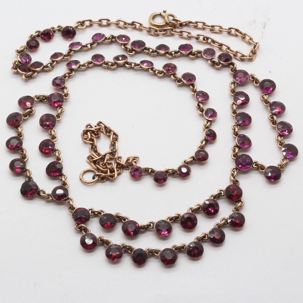 Antique Georgian Necklace 14k and 9k Gold Garnet English w Appraisal (5669)