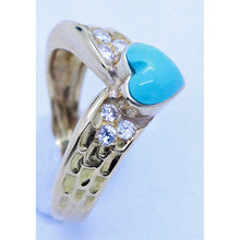Vintage Van Cleef & Arpels VCA France Ring Gold Diamonds Turquoise Heart (6968)