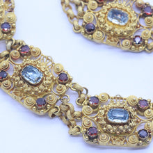 Antique Georgian cannetille necklace brooch set 22k gold aquamarine garnet (6959