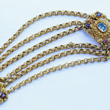 Antique Georgian cannetille necklace brooch set 22k gold aquamarine garnet (6959