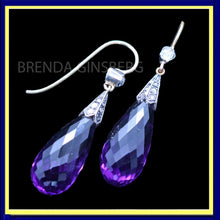 Antique Edwardian Earrings Ear Pendants Gold Amethysts Diamonds w Appraisal(6977)