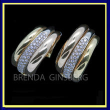 Cartier Vintage Earrings Diamonds 18k Yellow White Red Gold Triple Hoops (6976)