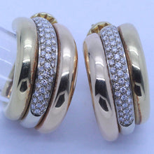 Cartier Vintage Earrings Diamonds 18k Yellow White Red Gold Triple Hoops (6976)