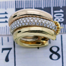 Cartier Vintage Earrings Diamonds 18k Yellow White Red Gold Triple Hoops (6976)