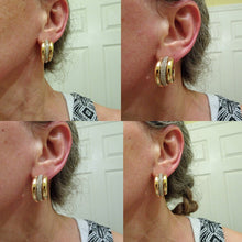 Cartier Vintage Earrings Diamonds 18k Yellow White Red Gold Triple Hoops (6976)