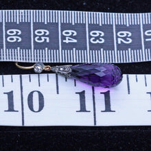 Antique Edwardian Earrings Ear Pendants Gold Amethysts Diamonds w Appraisal(6977)