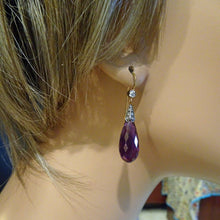 Antique Edwardian Earrings Ear Pendants Gold Amethysts Diamonds w Appraisal(6977)