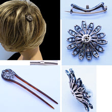 Victorian Hair Combs Brooches Tiara Antique Gold Diamonds Silver Set Paris (6544)