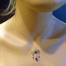 Antique Edwardian Pendant 18k Gold Diamonds Pearls Amethysts English C1900 (6988)