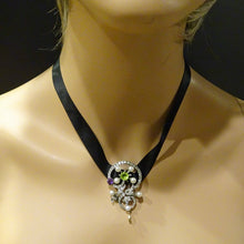 Antique Suffragette Pendant Necklace Gold Plat Diamonds Pearls Peridot (6989)