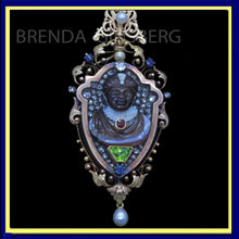 Antique Victorian Brooch Pendant Blackamoor Cameo Diamonds Sapphire Gold (6992)
