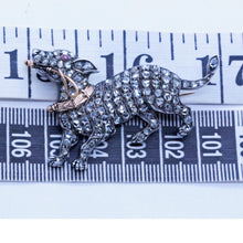 Antique French Dog Brooch Diamonds 18K Gold Silver Ruby Dog at Play (6996)