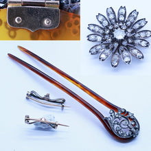 Victorian Hair Combs Brooches Tiara Antique Gold Diamonds Silver Set Paris (6544)