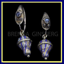 Antique Earrings 14k Gold Enamel Diamonds Ouroboros Snake Day Night Russian(6845)