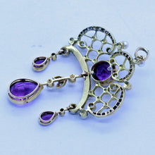 Antique Edwardian Pendant 18k Gold Diamonds Pearls Amethysts English C1900 (6988)