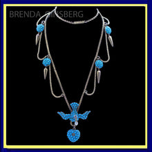 Antique Victorian Necklace Gold Turquoise Diamond Pearl Bird Heart Locket (6990)