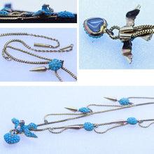 Antique Victorian Necklace Gold Turquoise Diamond Pearl Bird Heart Locket (6990)