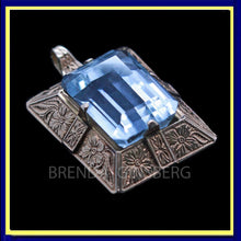 Antique Art Deco Retro Pendant 18k Gold 26.93ct Aquamarine w Appraisal (6994)