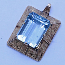 Antique Art Deco Retro Pendant 18k Gold 26.93ct Aquamarine w Appraisal (6994)