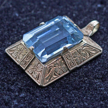 Antique Art Deco Retro Pendant 18k Gold 26.93ct Aquamarine w Appraisal (6994)