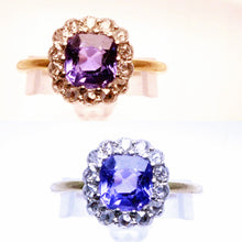 Antique Victorian Ring Gold natural color change Sapphire Diamonds AGL cert(6995)