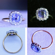 Antique Victorian Ring Gold natural color change Sapphire Diamonds AGL cert(6995)