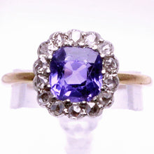 Antique Victorian Ring Gold natural color change Sapphire Diamonds AGL cert(6995)