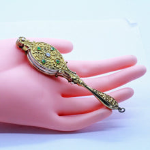 Antique Art Nouveau Lorgnette 14k Gold Demantoid Garnets Diamonds c1900 (6984)