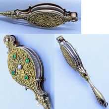 Antique Art Nouveau Lorgnette 14k Gold Demantoid Garnets Diamonds c1900 (6984)