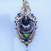 Antique Victorian Brooch Pendant Blackamoor Cameo Diamonds Sapphire Gold (6992)